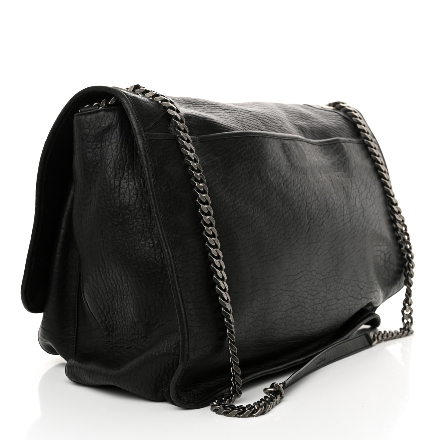 Grained Lambskin Monogram Oversized Niki Chain Satchel Black