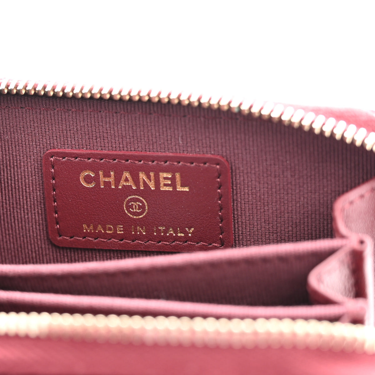 Chanel Caviar Quilted Zip Around Coin Purse Burgundy 6 of 8