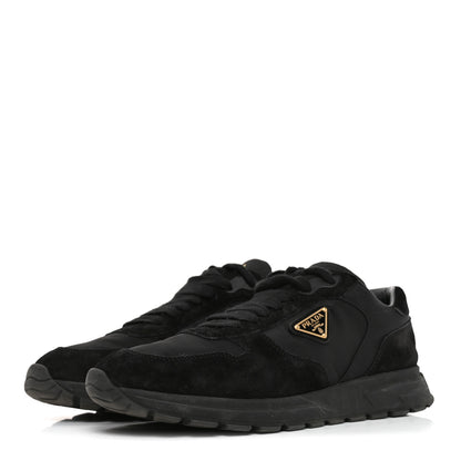 Prada Re-Nylon Suede Metal Triangle Sneakers 38 Black 4 of 9