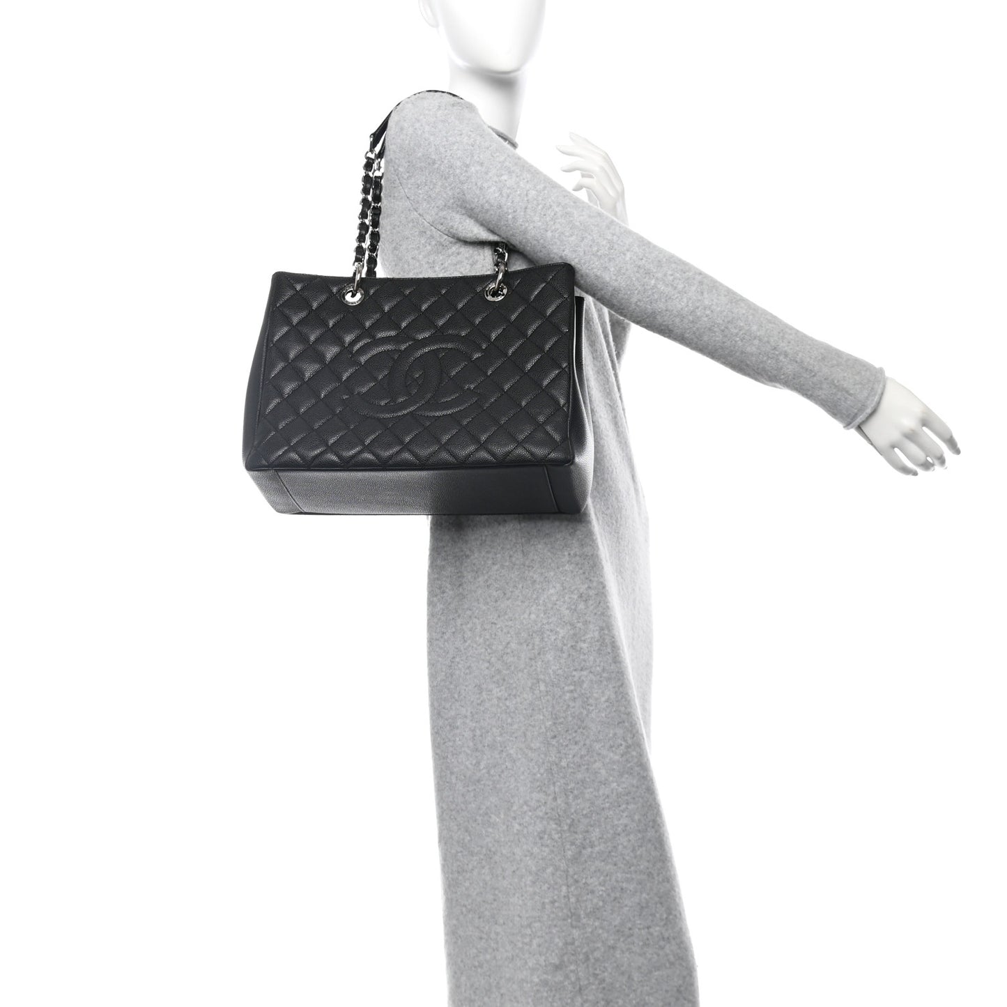 Caviar Quilted Grand Shopping Tote GST Black