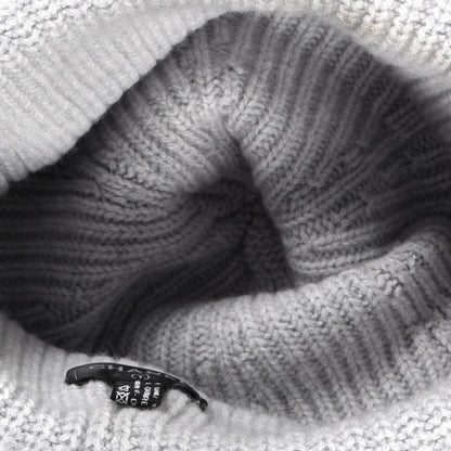Chanel Wool Cashmere CC Beanie Hat Light Grey Fuchsia 4 of 5