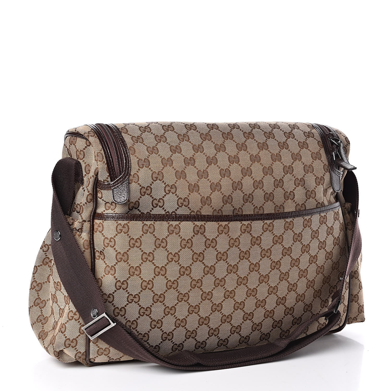 Gucci Monogram Natural Pigskin Large Diaper Bag Beige Ebony Cocoa Dark Chocolate 3 of 12