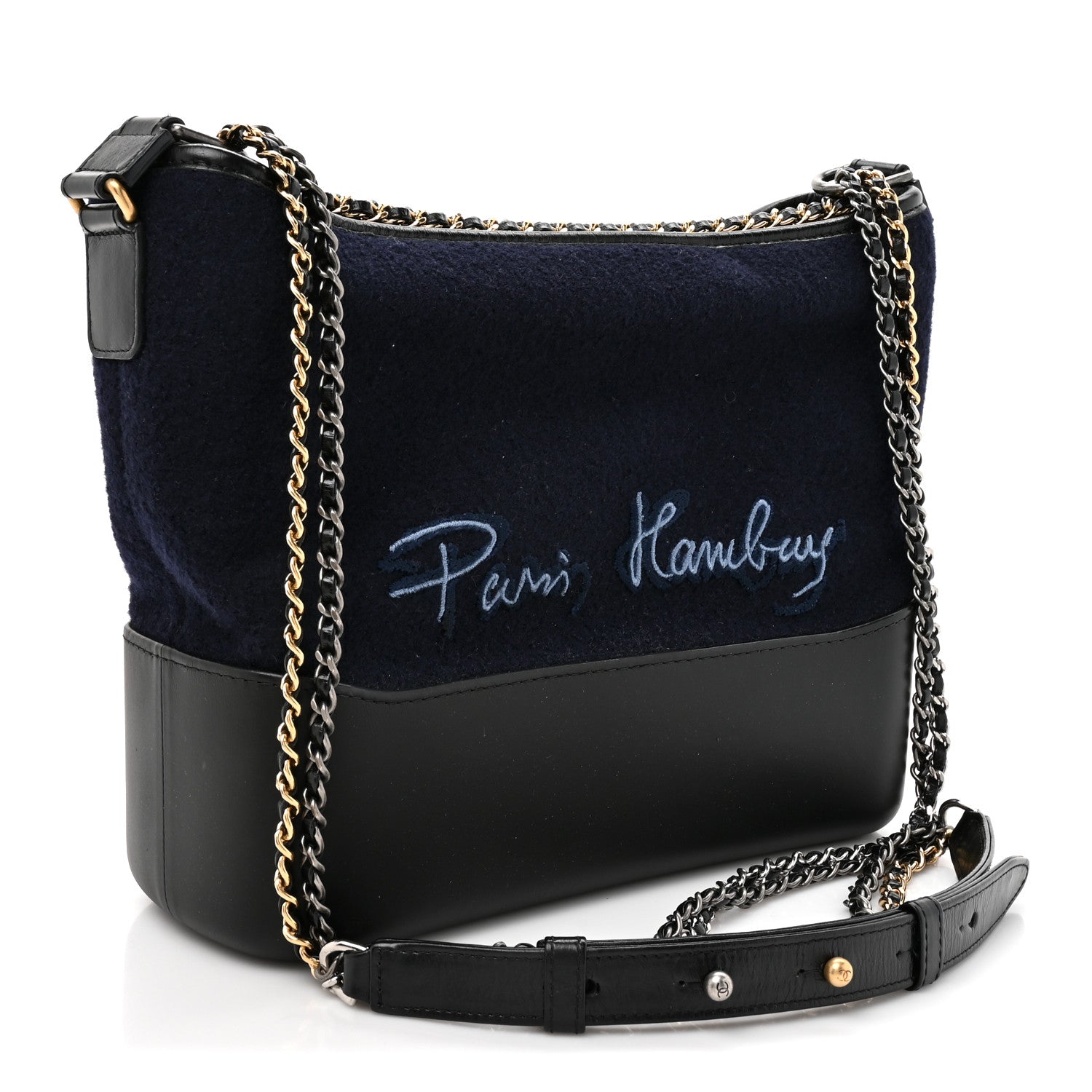 Chanel Calfskin Wool Embroidered Paris Hamburg Medium Gabrielle