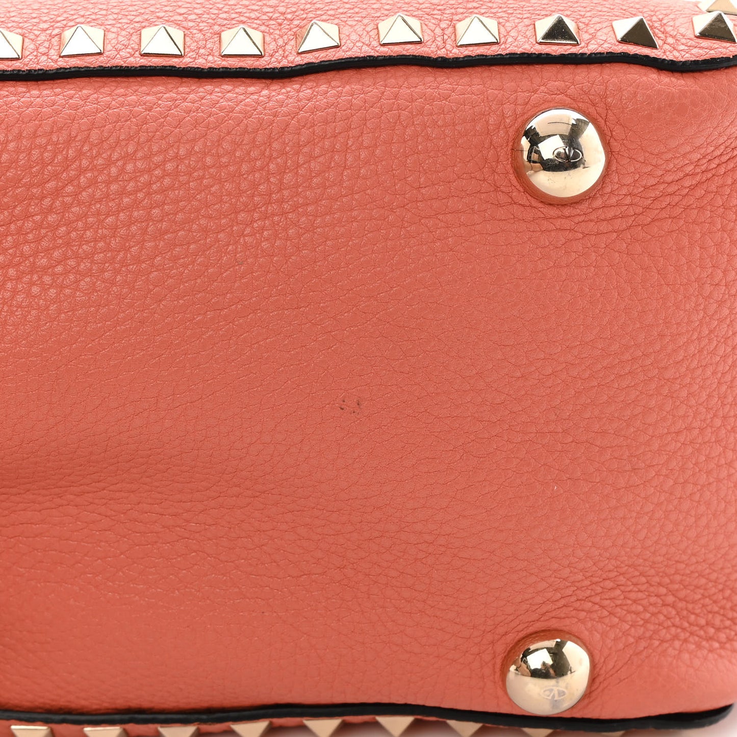 Pebbled Calfskin Medium Rockstud Tote Coral