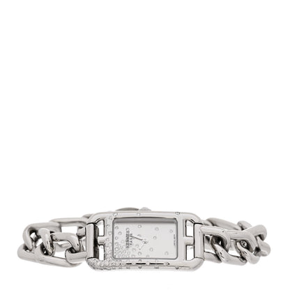 Hermes Stainless Steel Diamond 17mm Nantucket Jete De Diamants Quartz Watch 2 of 5