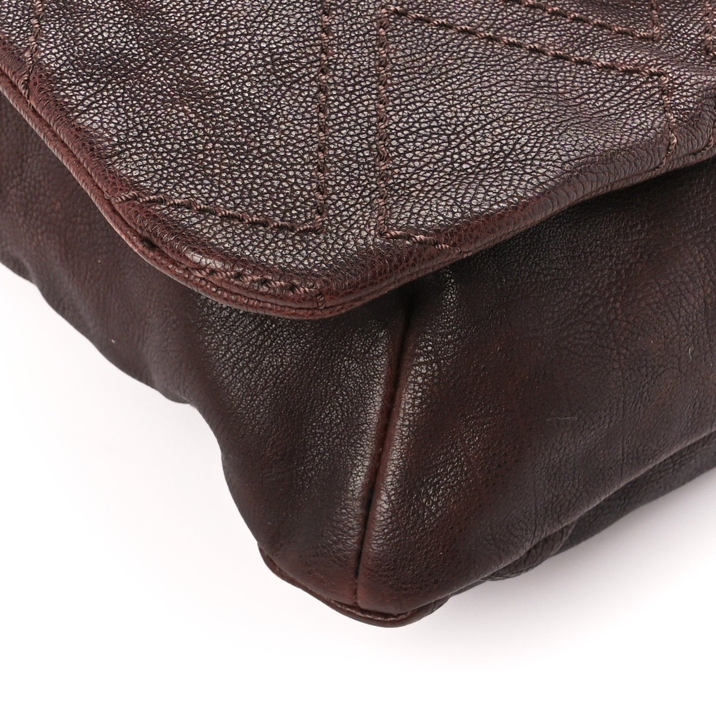 Calfskin Diamond Stitch Large Messenger Brown