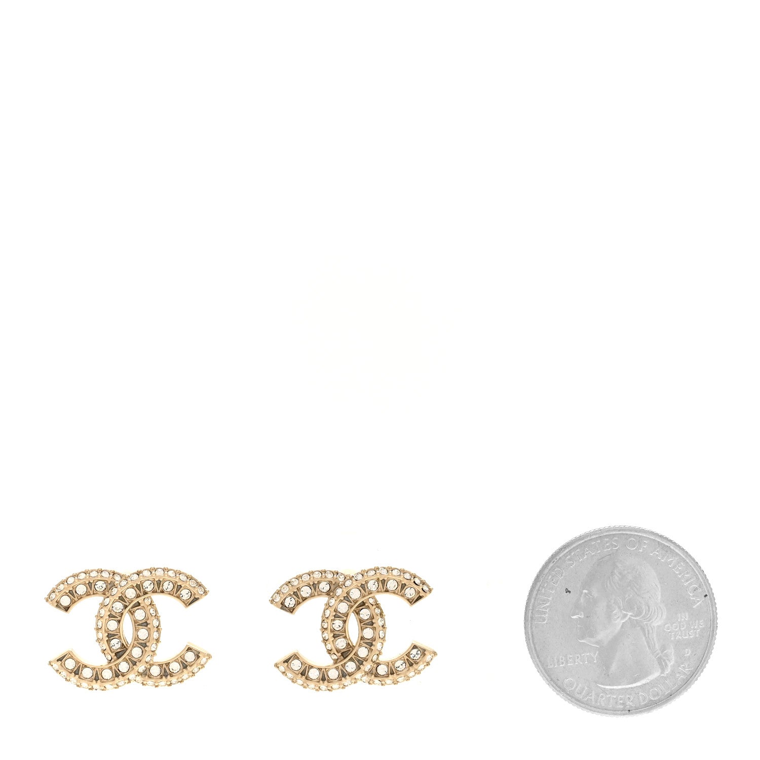 Chanel Crystal Timeless CC Earrings Light Gold 2 of 5