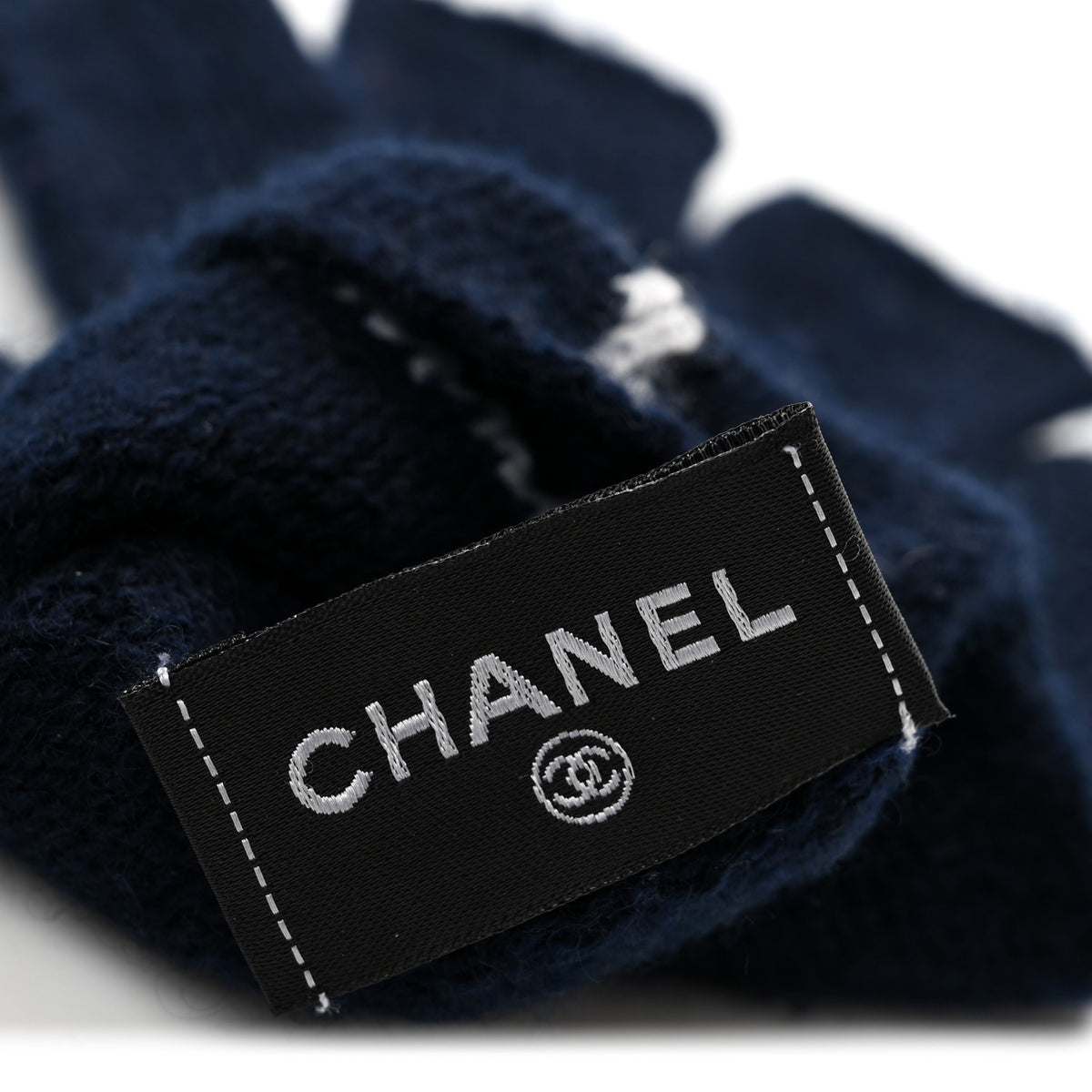 Cashmere Cotton CC Fingerless Gloves  Navy Ecru