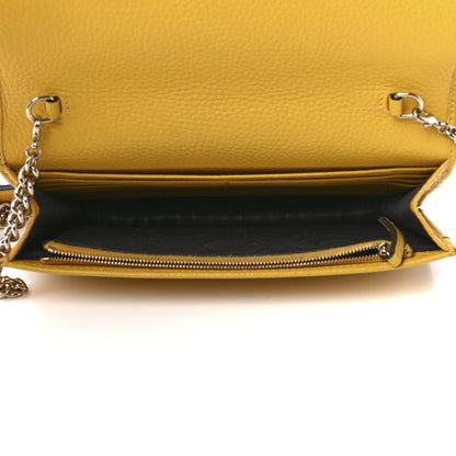 Gucci Pebbled Calfskin Soho Wallet on Chain New Buttercup 5 of 10