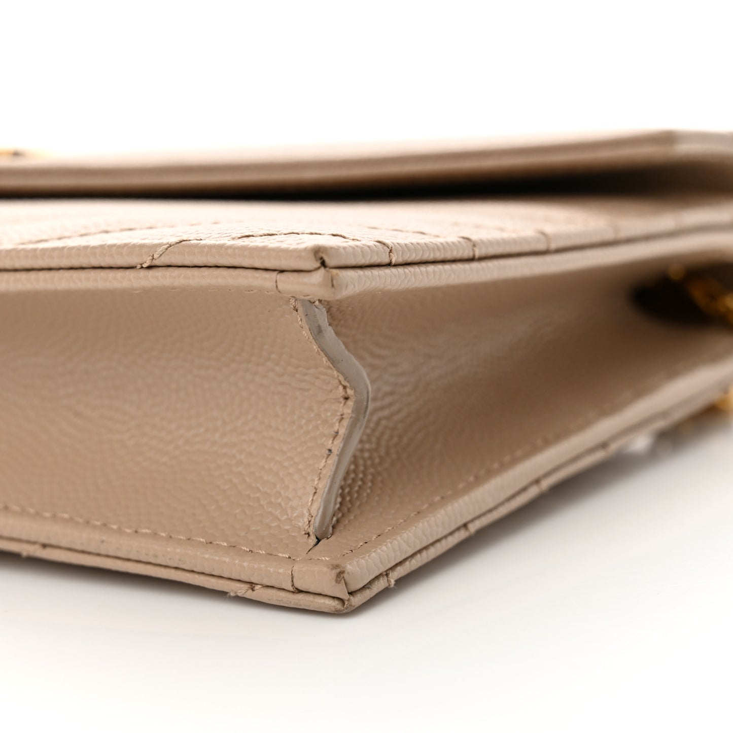 Grain De Poudre Matelasse Chevron Monogram Chain Wallet Nude Powder