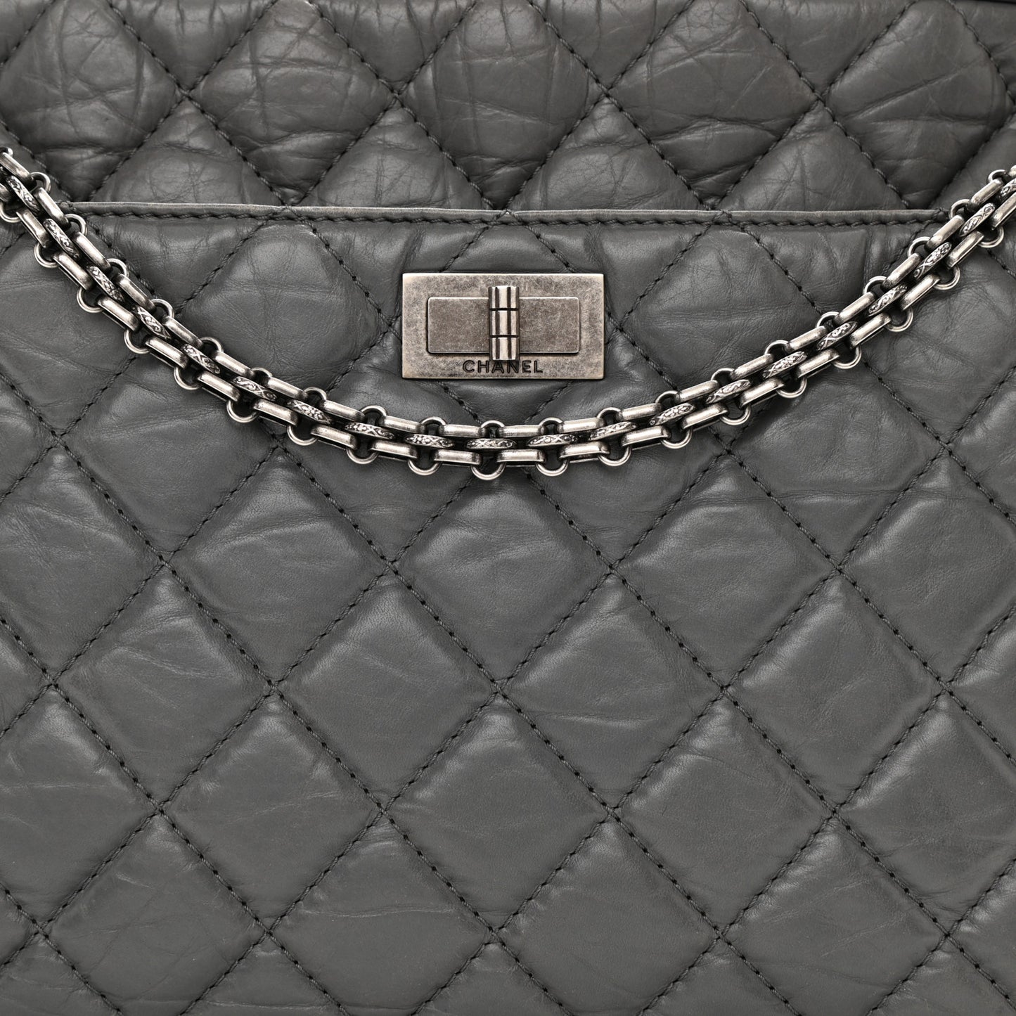 Aged Calfskin Quilted Large Reissue Camera Case Grey