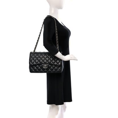 Chanel Lambskin Quilted Jumbo Double Flap Black 2 of 9