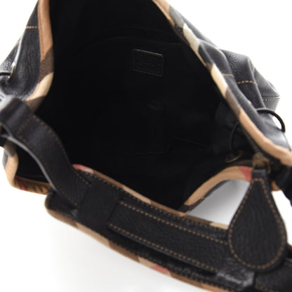 Burberry Calfskin Nova Check Trim Hobo Black 5 of 10