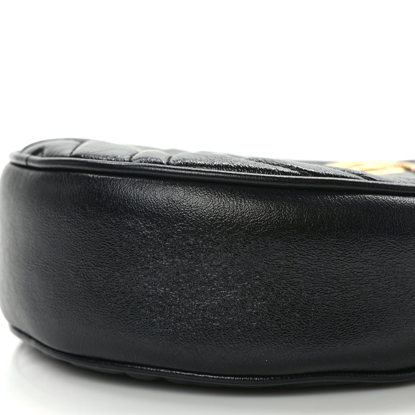 Azalea Calfskin Matelasse Heart Mini GG Marmont Round Shoulder Bag Black