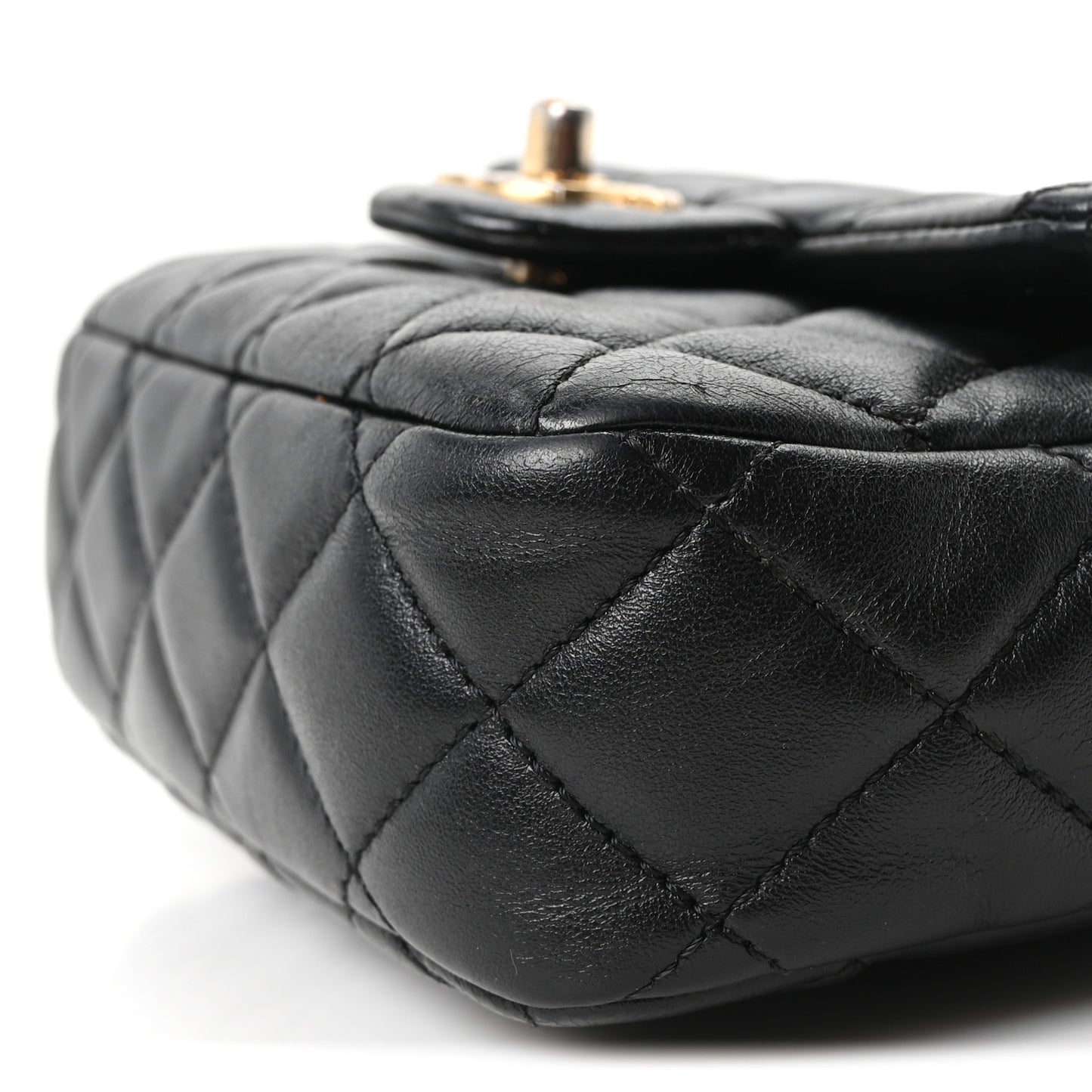 Lambskin Enamel Quilted Mini Coco Hearts Square Flap Black