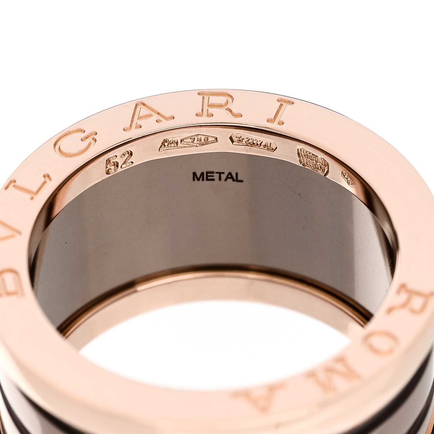 Bulgari 18K Rose Gold Bronze Cermet B.Zero1 Roma Four-Band Ring 52 6 4 of 6