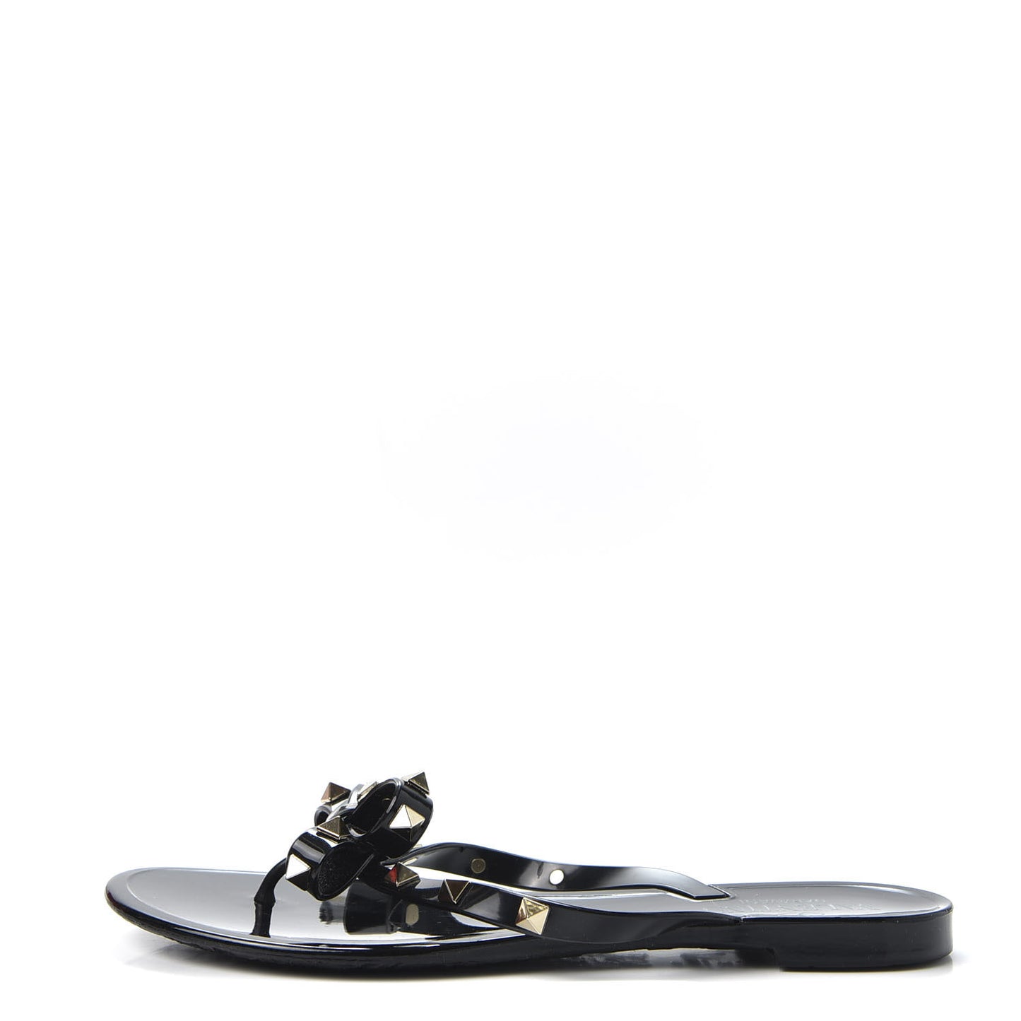 PVC Jelly Rockstud Bow Thong Sandals 37 Black