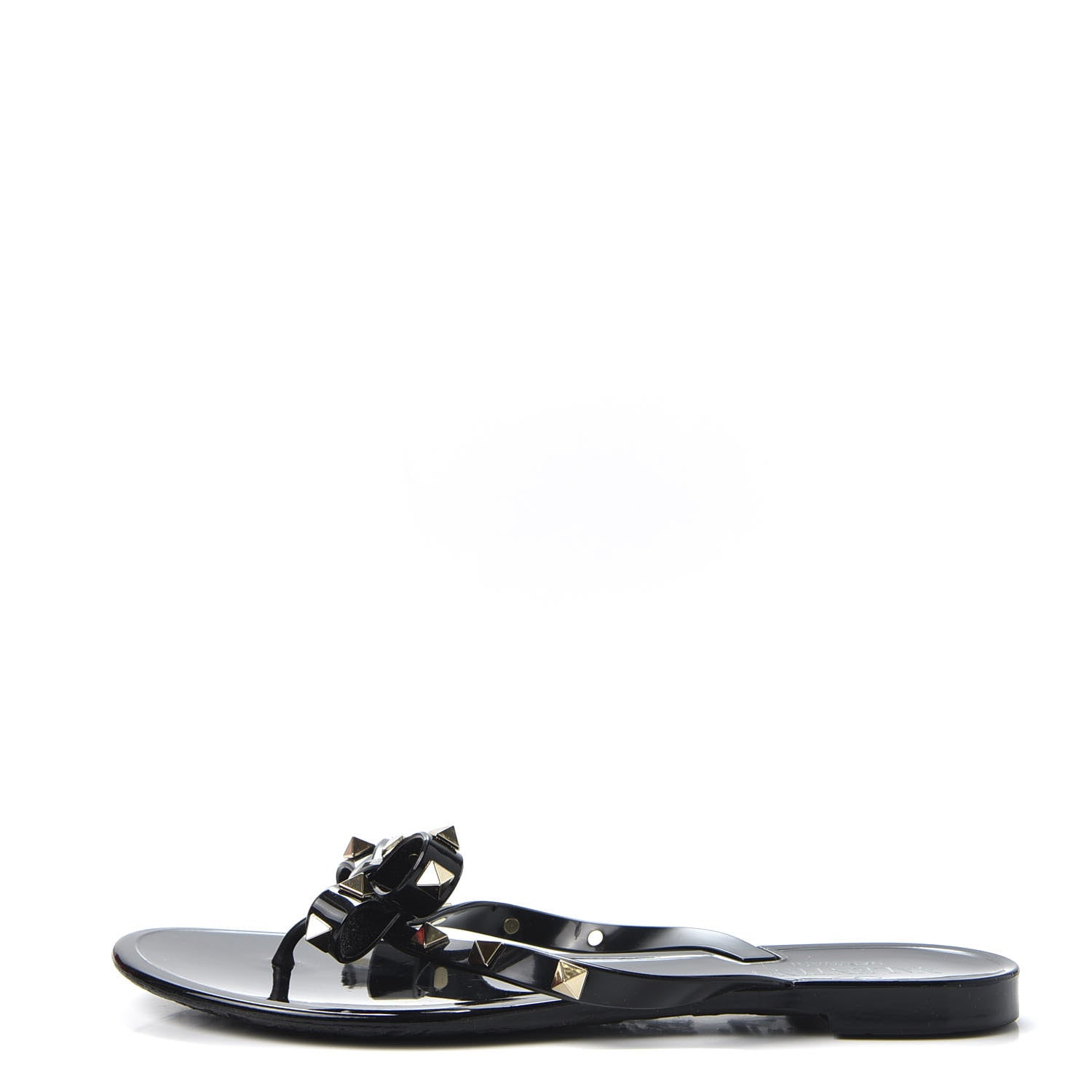 Valentino Garavani PVC Jelly Rockstud Bow Thong Sandals 37 Black 1 of 9