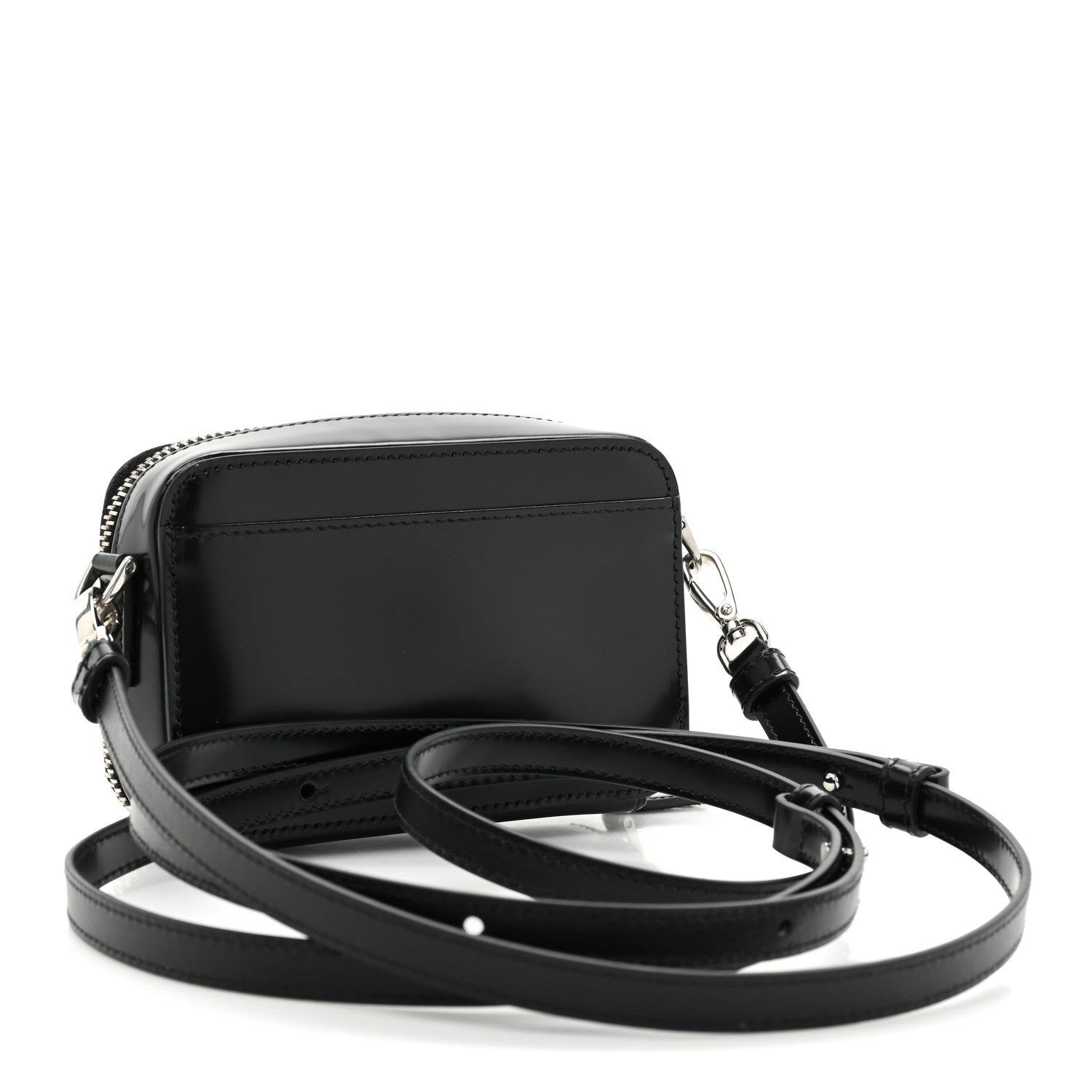 Prada Spazzolato Metal Triangle Logo Mini Pouch Shoulder Bag Black 3 of 8