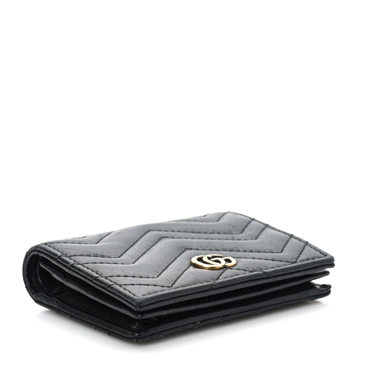 Calfskin Matelasse GG Marmont Card Case Wallet Black