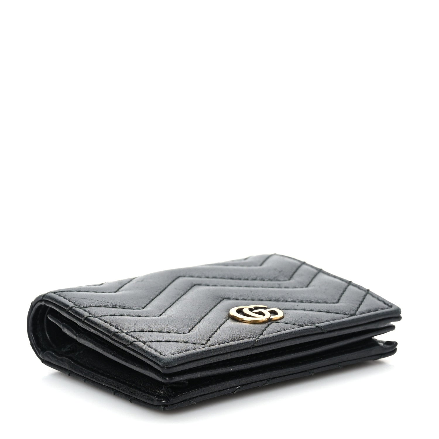 Gucci Calfskin Matelasse GG Marmont Card Case Wallet Black 4 of 7