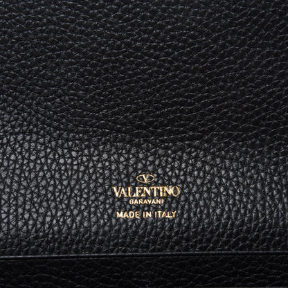 Valentino Garavani Pebbled Calfskin Rockstud Flip Lock Wallet On Chain Black 6 of 6