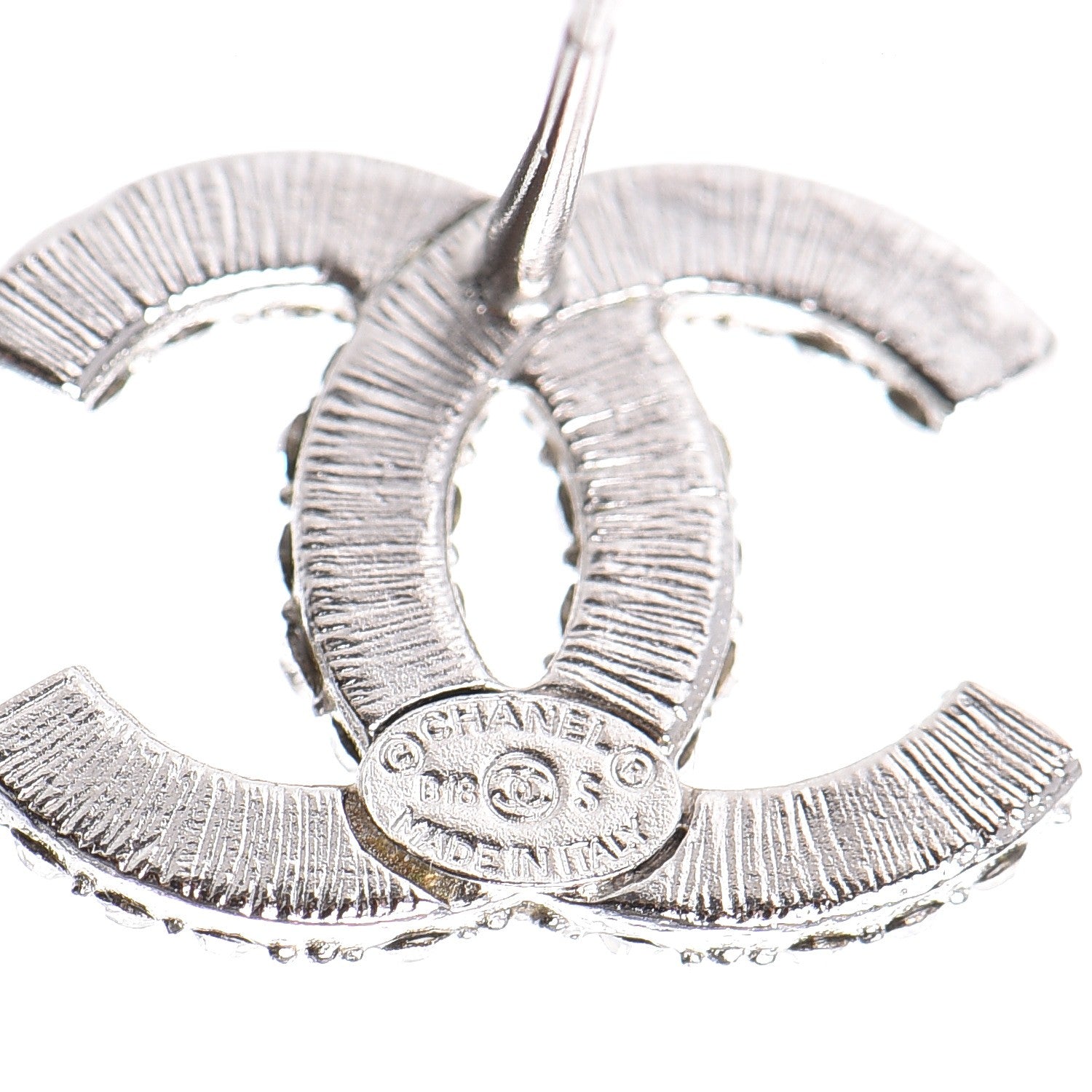Chanel Crystal CC Earrings Silver 5 of 5