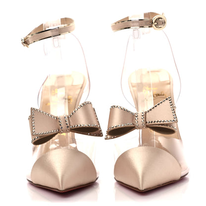 Christian Louboutin Satin PVC Specchio Naked Bow 100 Pumps 39.5 Version Nude 2 of 7