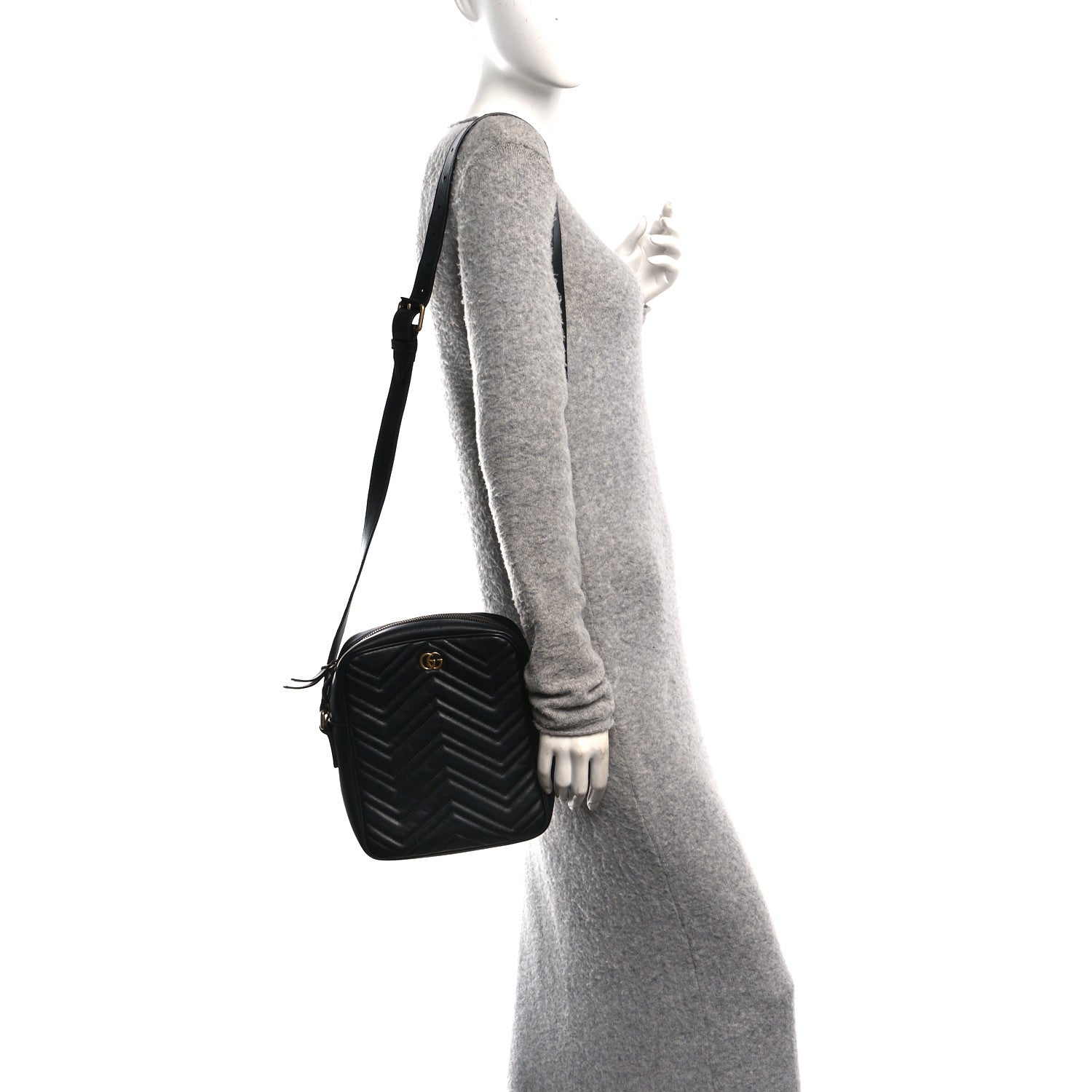 Gucci Calfskin Matelasse GG Marmont Travel Bag Black 2 of 10