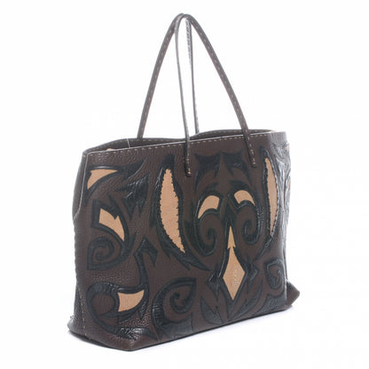 Fendi Calfskin Romano Stingray Selleria Whipstitch Shopper Tote Brown 3 of 7