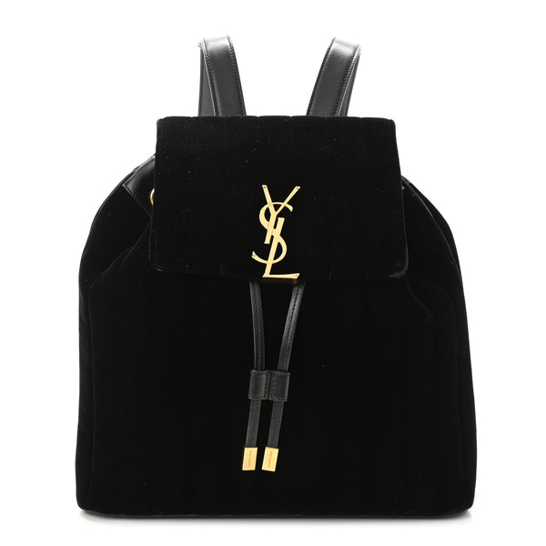 Saint Laurent Velvet Matelasse Vicky Backpack Black 1036807