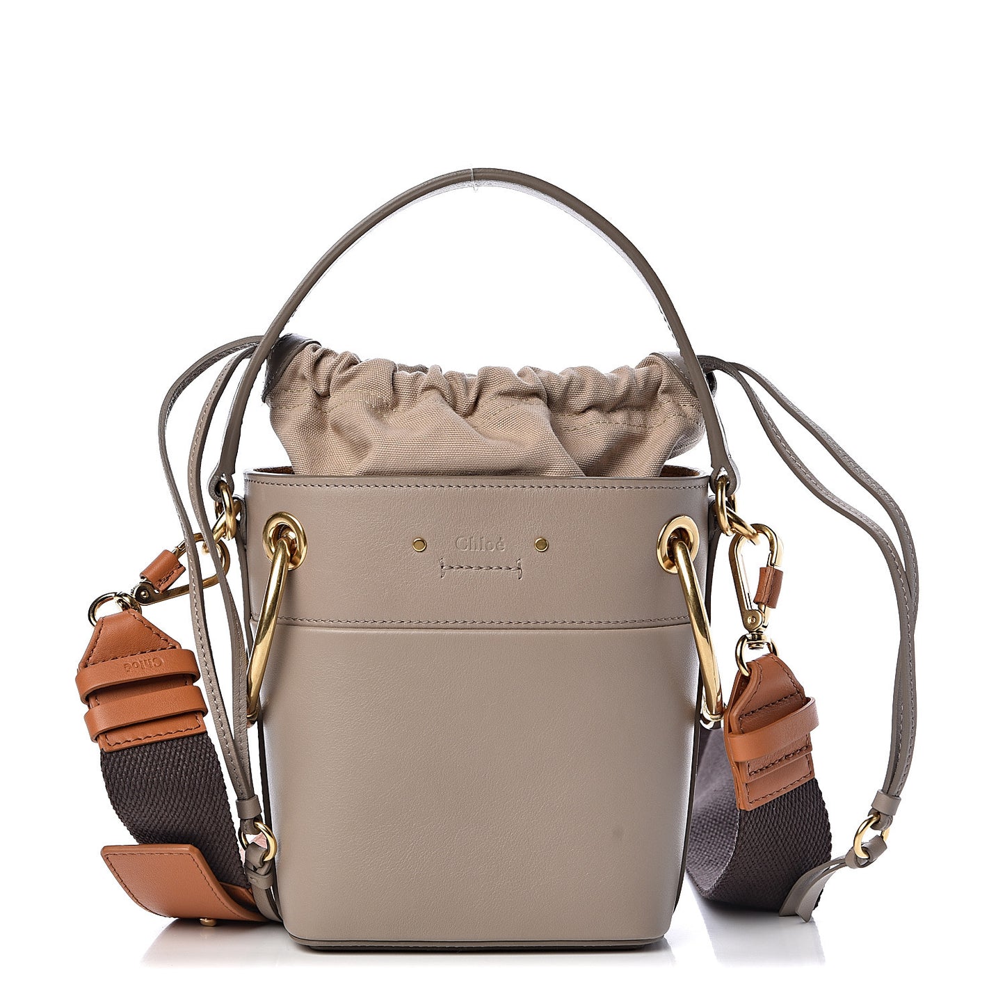 Smooth Calfskin Small Roy Bucket Bag Motty Grey