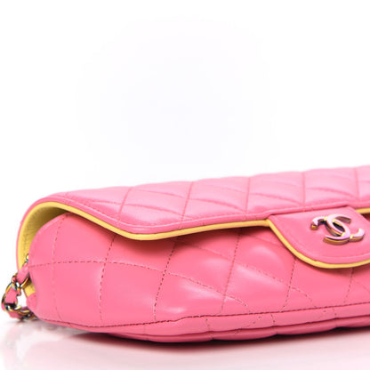 Chanel Lambskin Quilted Glasses Case With Chain Pink Yellow 10 of 13