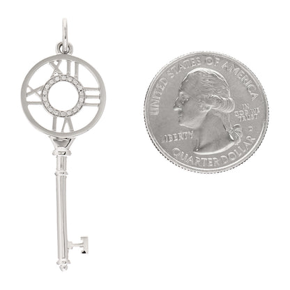 Tiffany 18K White Gold Diamond Atlas Key Pendant 2 of 4