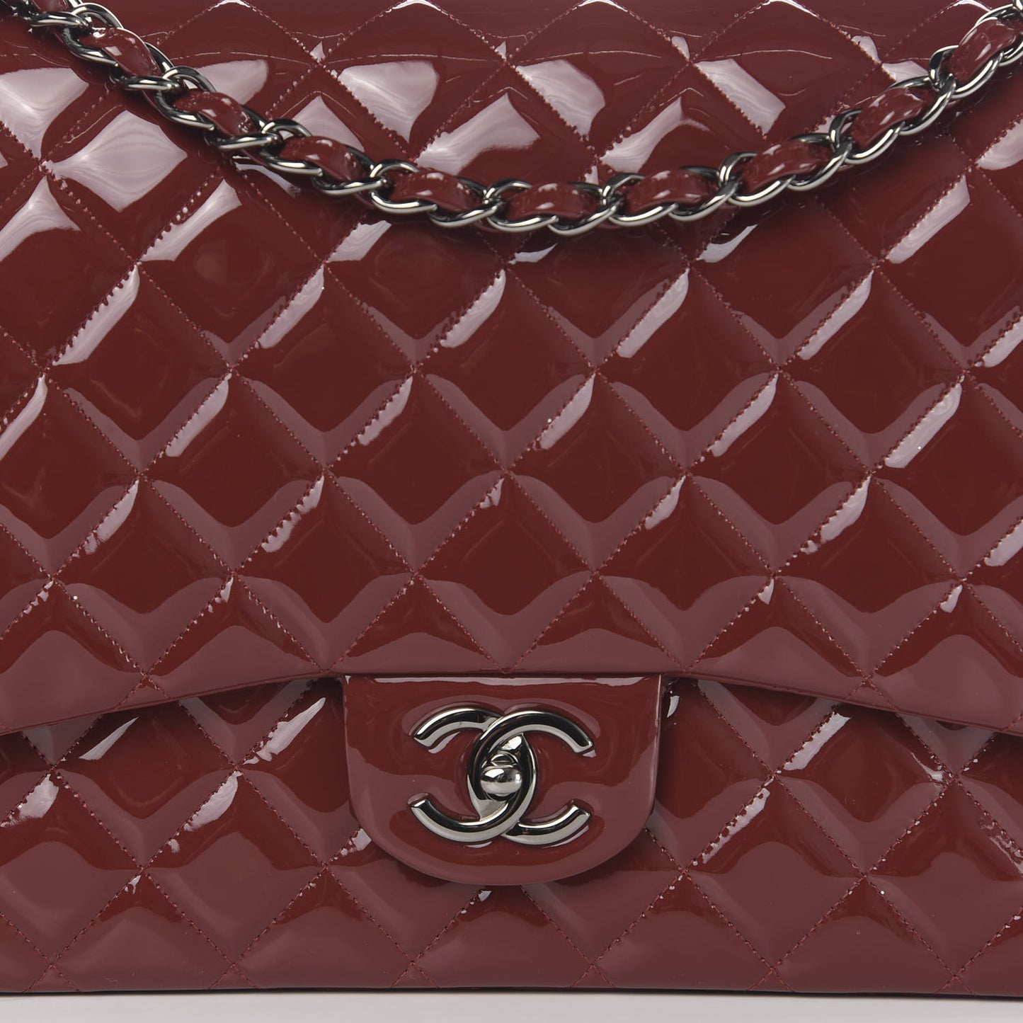 Patent Quilted Maxi Double Flap Red