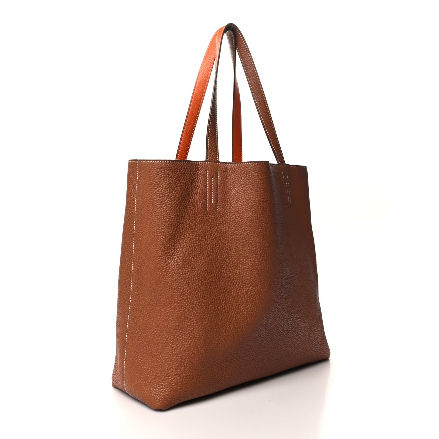 Taurillon Clemence Double Sens 45 Reversible Tote Orange Gold