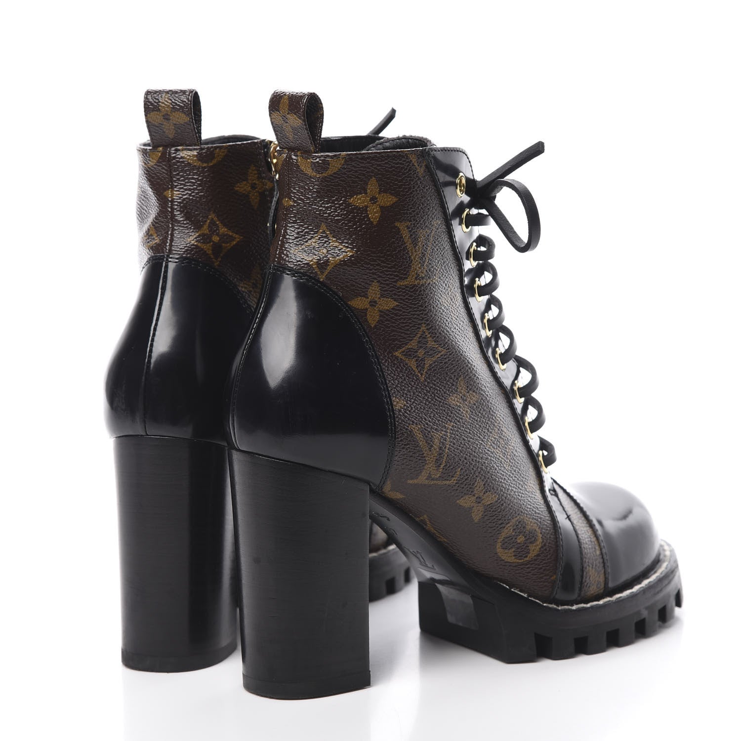 Louis Vuitton Patent Calfskin Monogram Star Trail Ankle Boots 37 Black 4 of 9