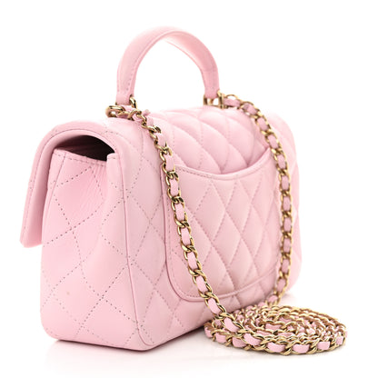 Chanel Lambskin Quilted Mini Top Handle Rectangular Flap Light Pink 3 of 13