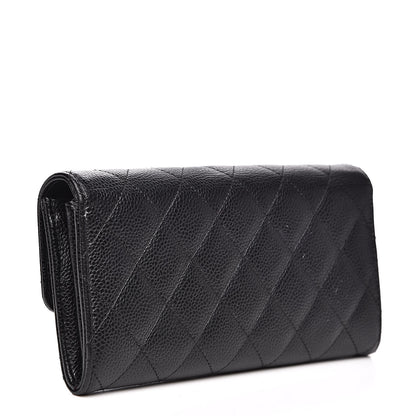 Chanel Caviar Quilted Large Gusset Flap Wallet Black 3 of 11