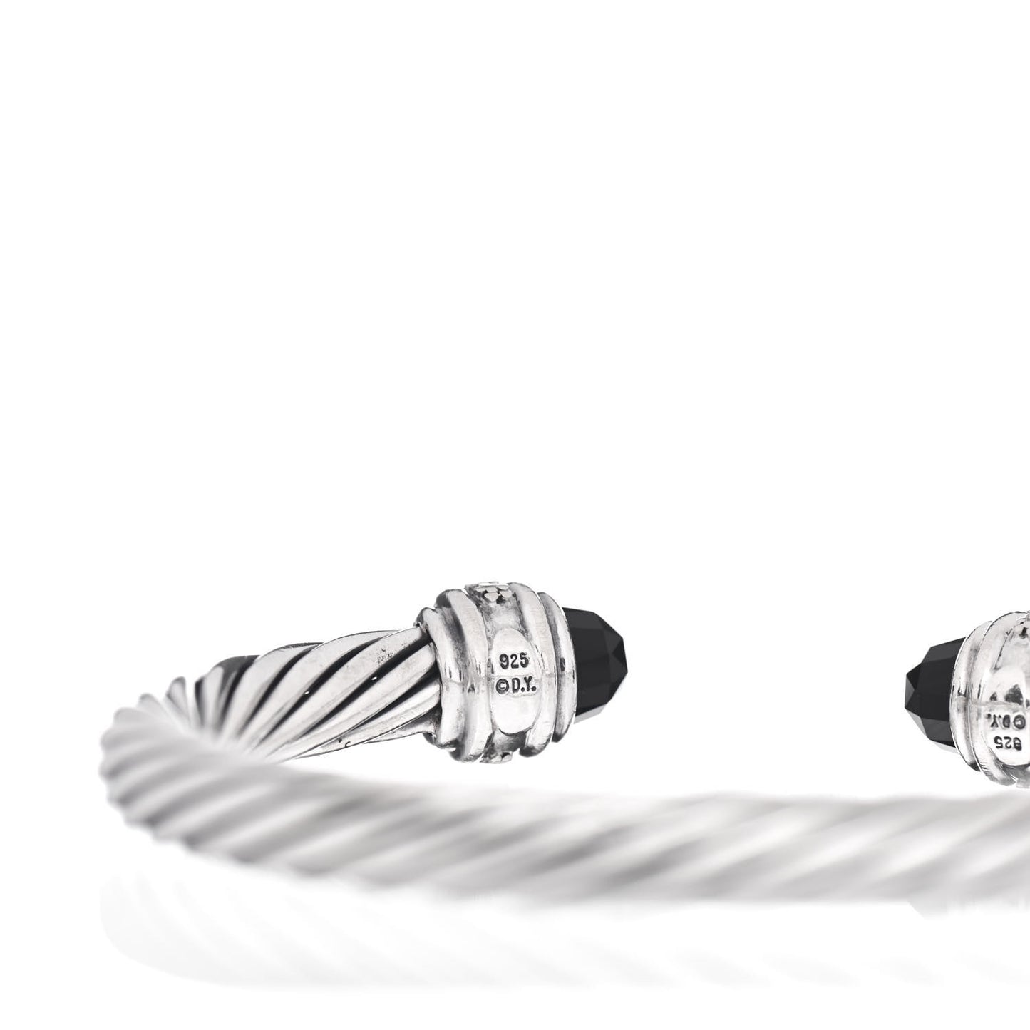 Sterling Silver Diamond Black Onyx 7mm Cable Classics Bracelet