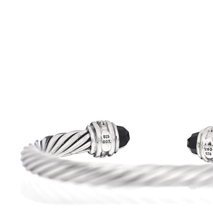David Yurman Sterling Silver Diamond Black Onyx 7mm Cable Classics Bracelet 4 of 4
