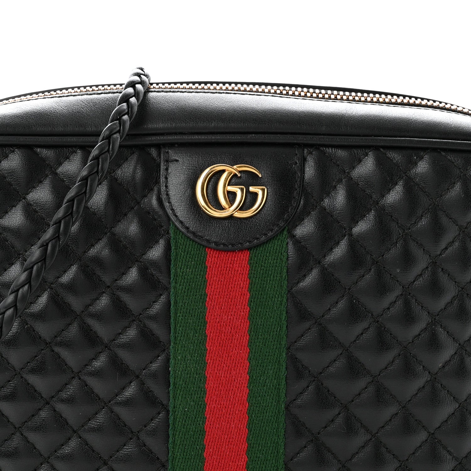 Gucci Calfskin Web Trapuntata Small GG Shoulder Bag Black 8 of 11
