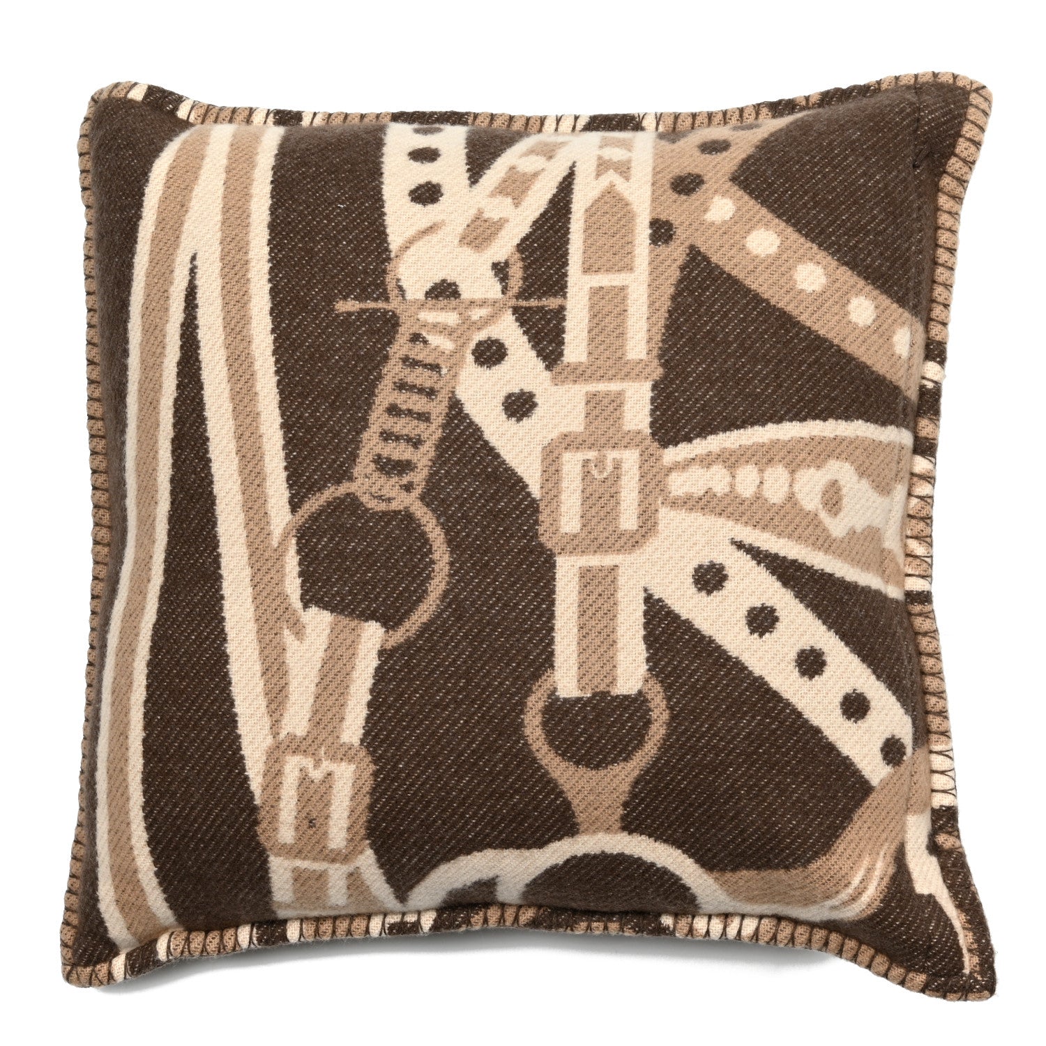 Hermes Wool Cashmere Grand Tralala Pillow Beige 2 of 3