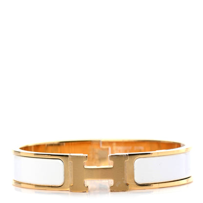 Hermes Enamel Narrow Clic Clac H Bracelet PM White 1 of 4