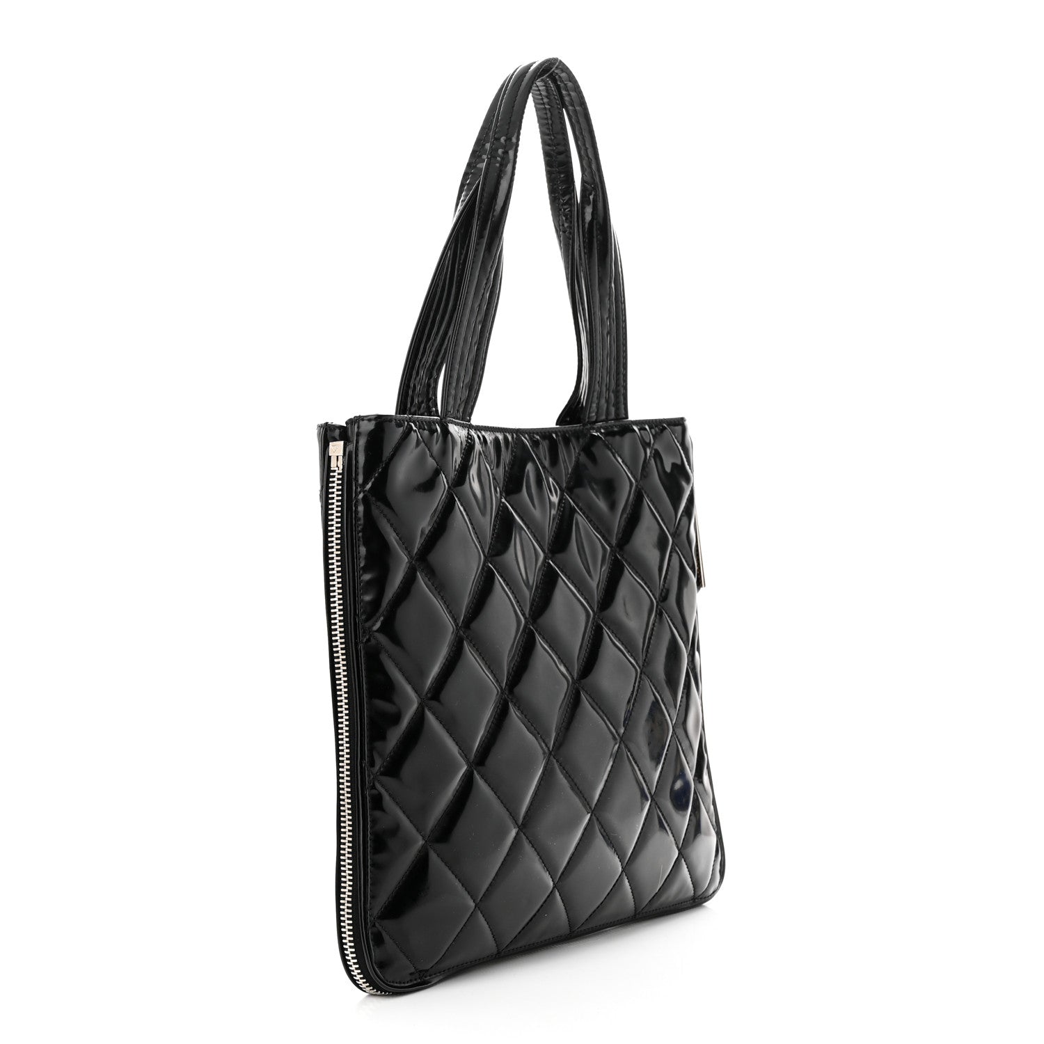 Chanel Patent Quilted Expandable CC Shoping Tote Black 3 of 13