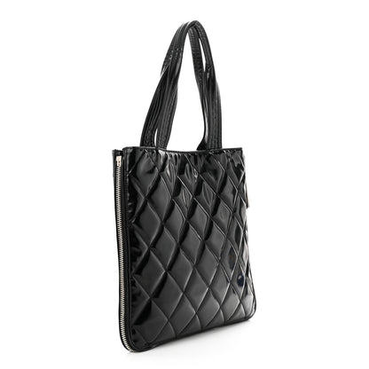 Chanel Patent Quilted Expandable CC Shoping Tote Black 3 of 13