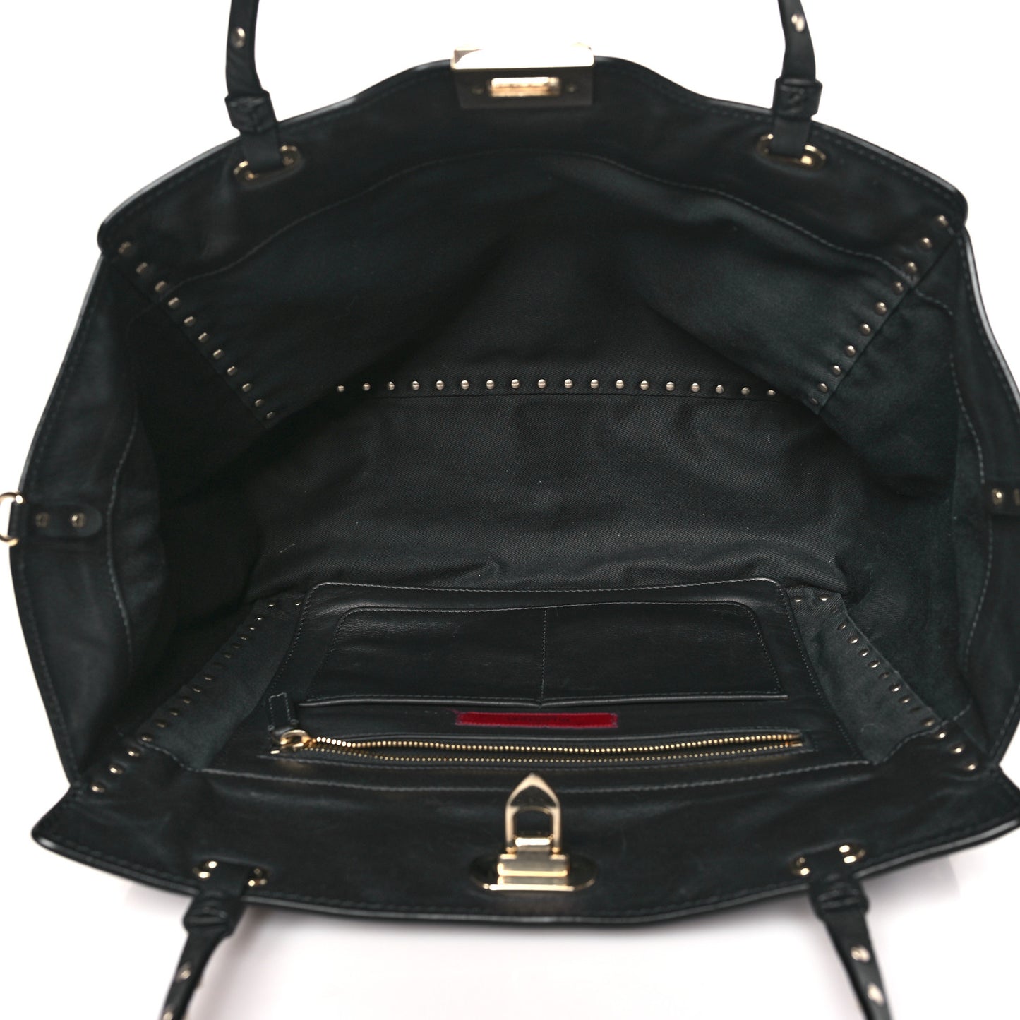 Vitello Medium Rockstud Tote Black