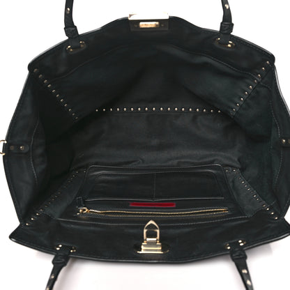 Valentino Garavani Vitello Medium Rockstud Tote Black 5 of 8