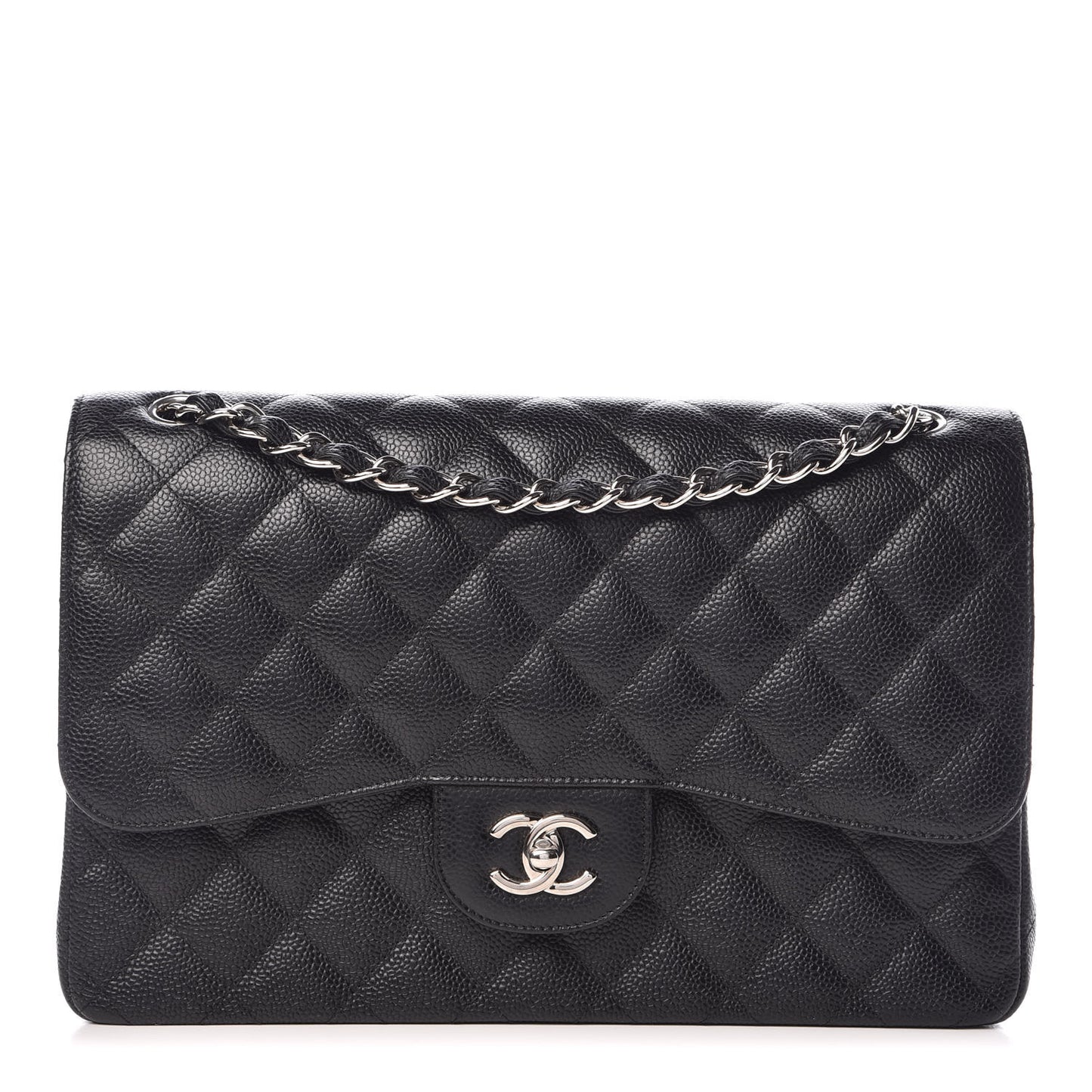 Caviar Quilted Jumbo Double Flap Black