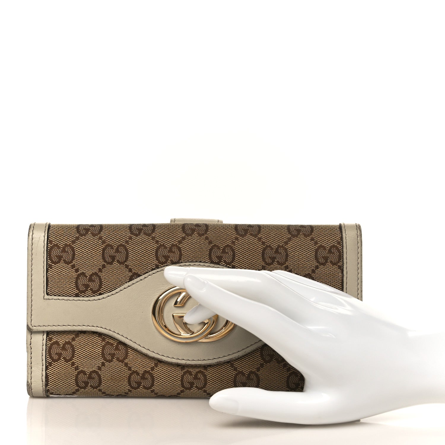 Gucci Monogram Margaux Calfskin Sukey Continental Organizer Wallet Beige Ebony Mystic White 2 of 14